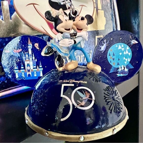 Mickey & Minnie Mouse Light-Up Ear Hat Ornament WDW 50th Anniversary New in Box - Picture 10 of 11